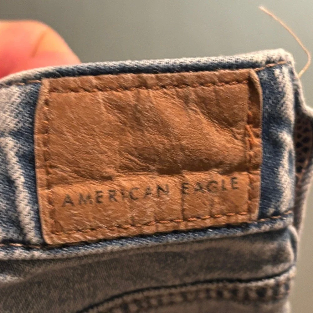 American Eagle Super Wide Leg Jeans Light Wash High Rise Sz 10 Reg Y2k Skater